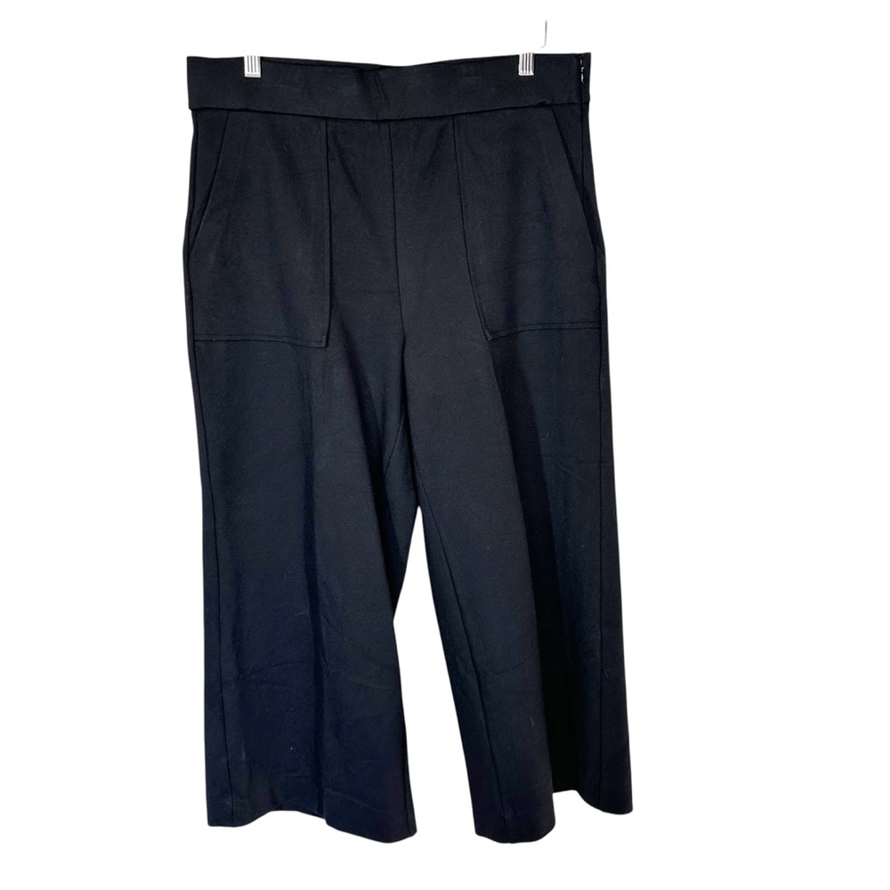 J.CREW 365 Women's Large Black Pull-on Wide Leg Crop Knit Pants
